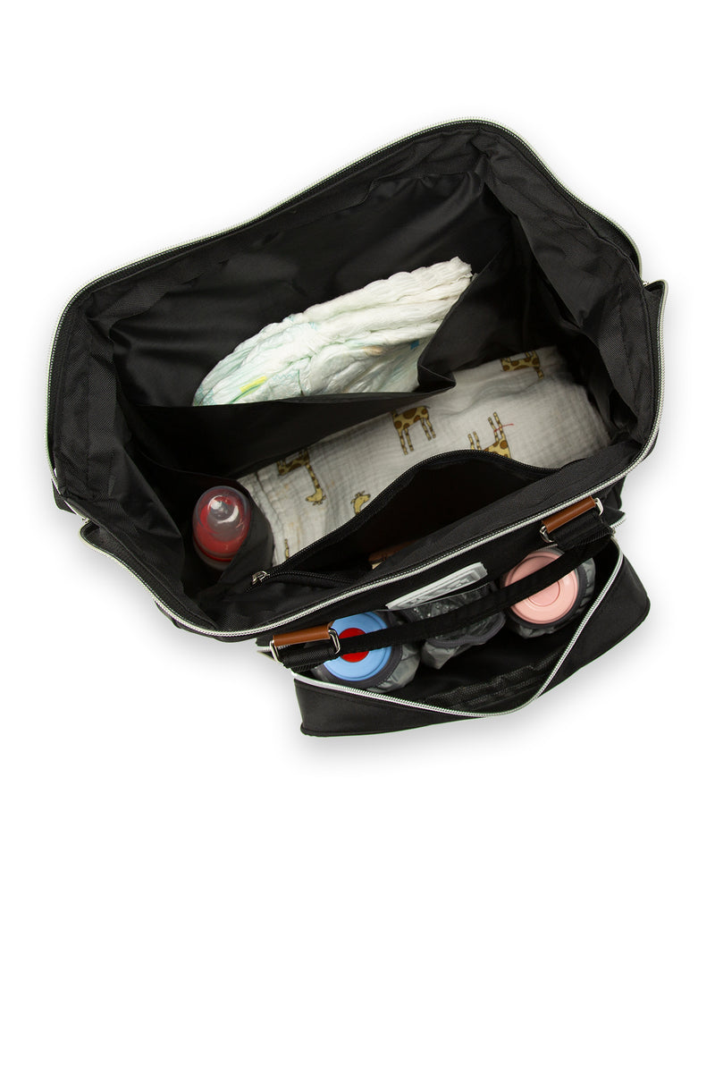 Siyah Baby Bag Baskılı Cepli Anne Bebek Bakım Sırt Çanta