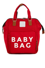 Kırmızı Baby Bag Baskılı Cepli Anne Bebek Bakım Sırt Çanta