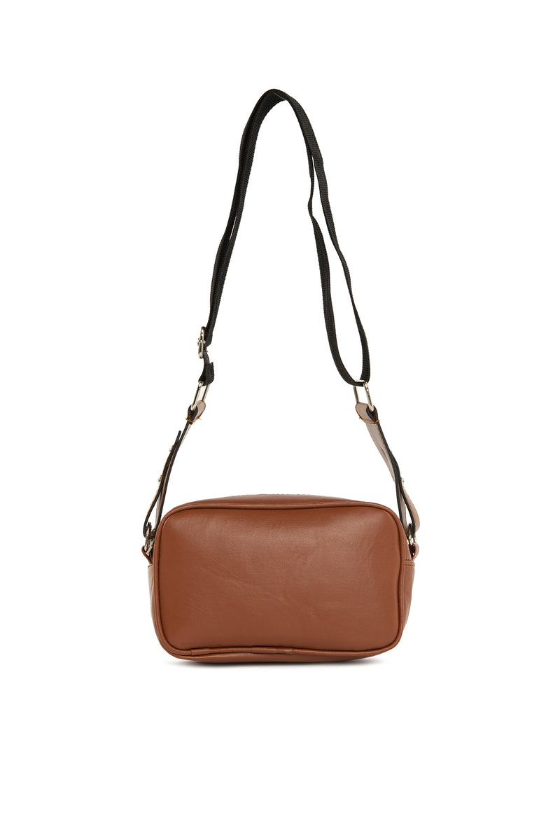 Taba Çift Cepli Mini Oval Çanta