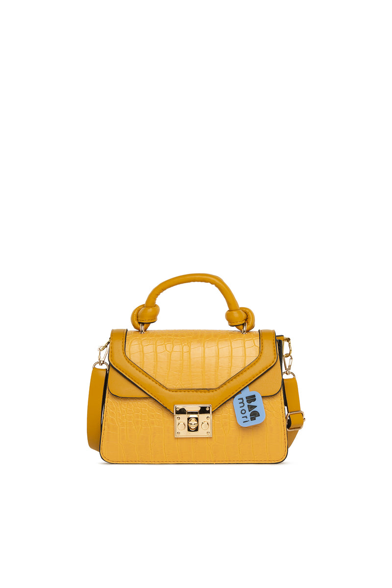 Sarı Bağlama Askılı Mini Kutu Çanta