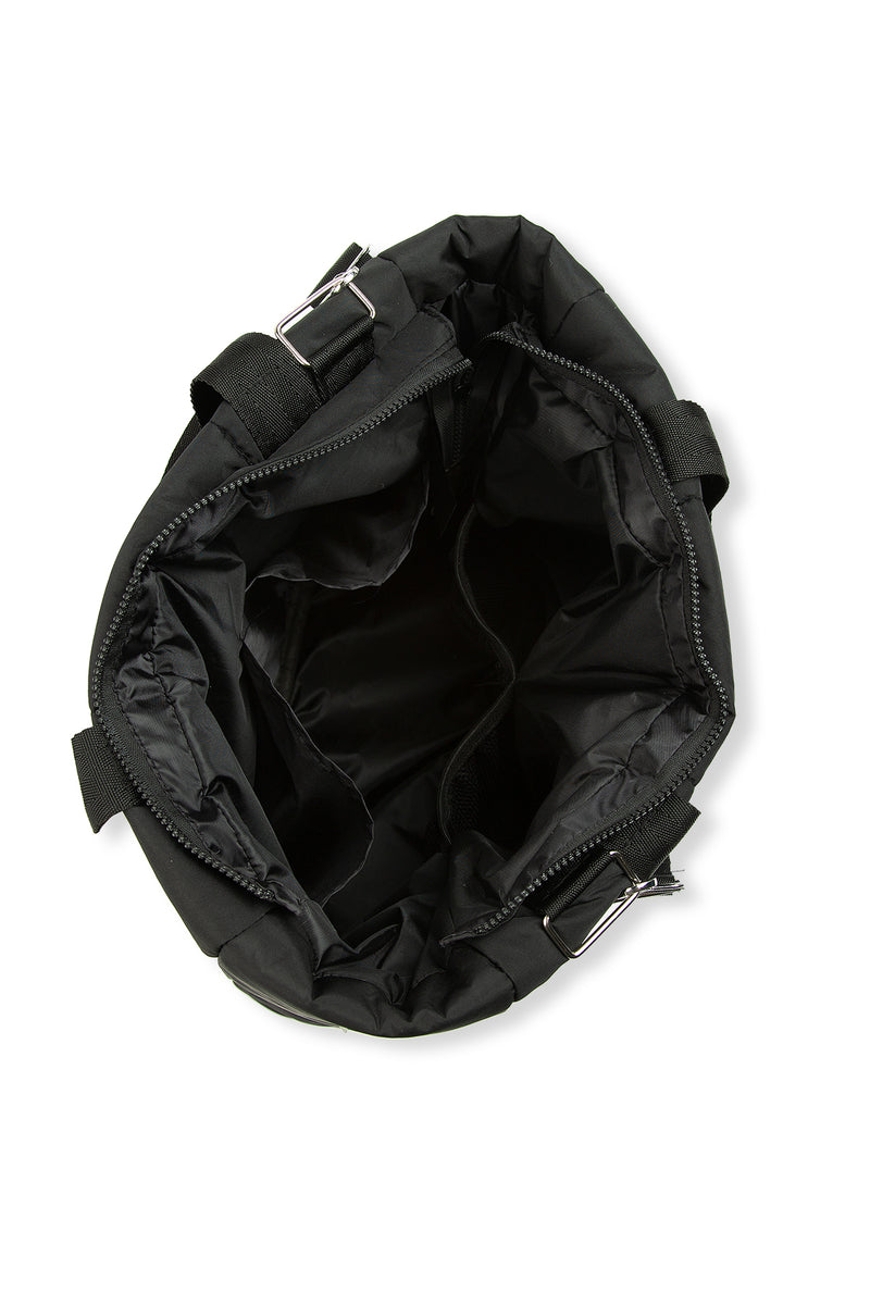 Siyah Dikiş Detaylı Puf Şişme Çanta