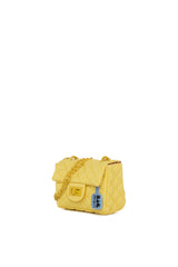 Sarı Renkli Zincirli Mini Kapitone Çanta