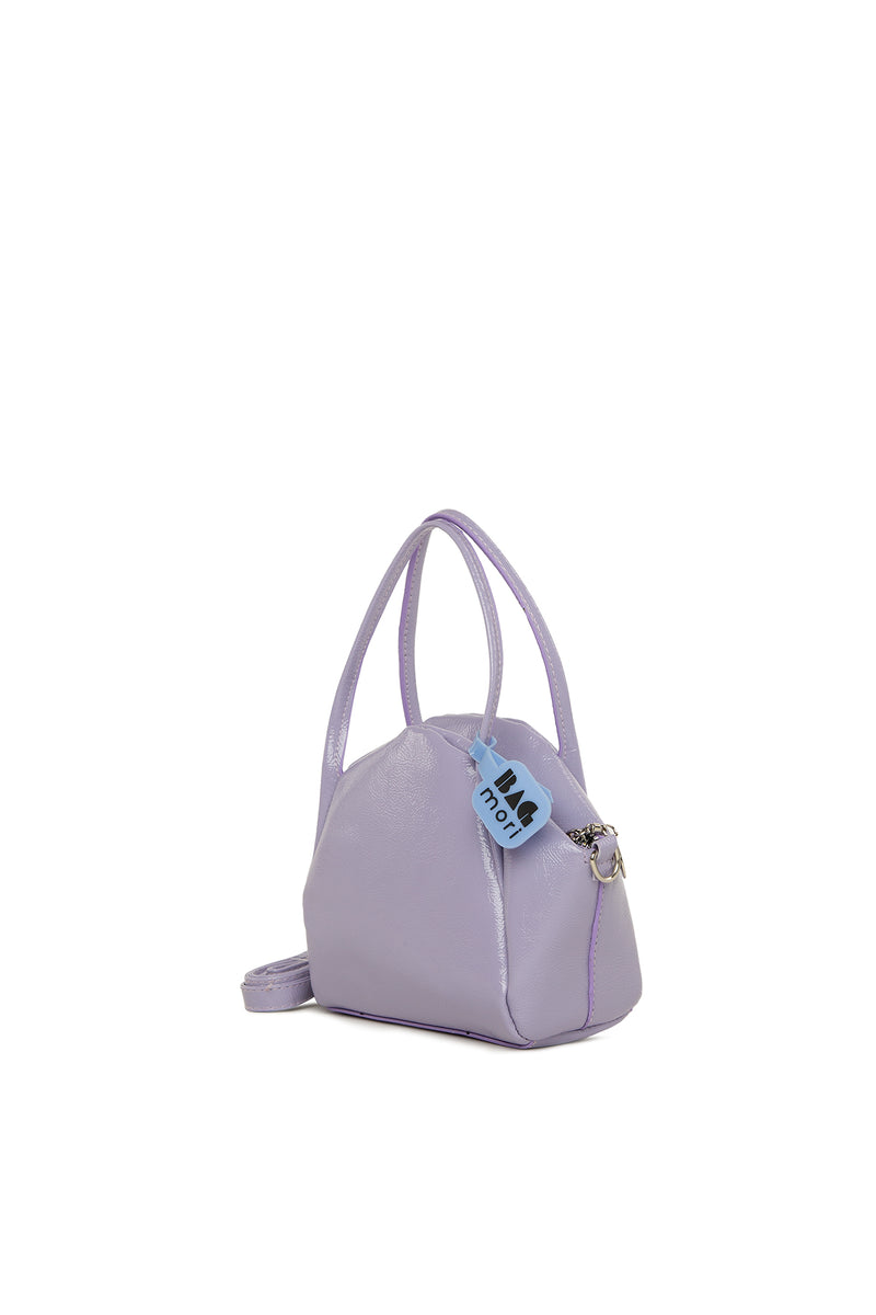 Lila İnce Askılı Çıtçıtlı Mini Çanta