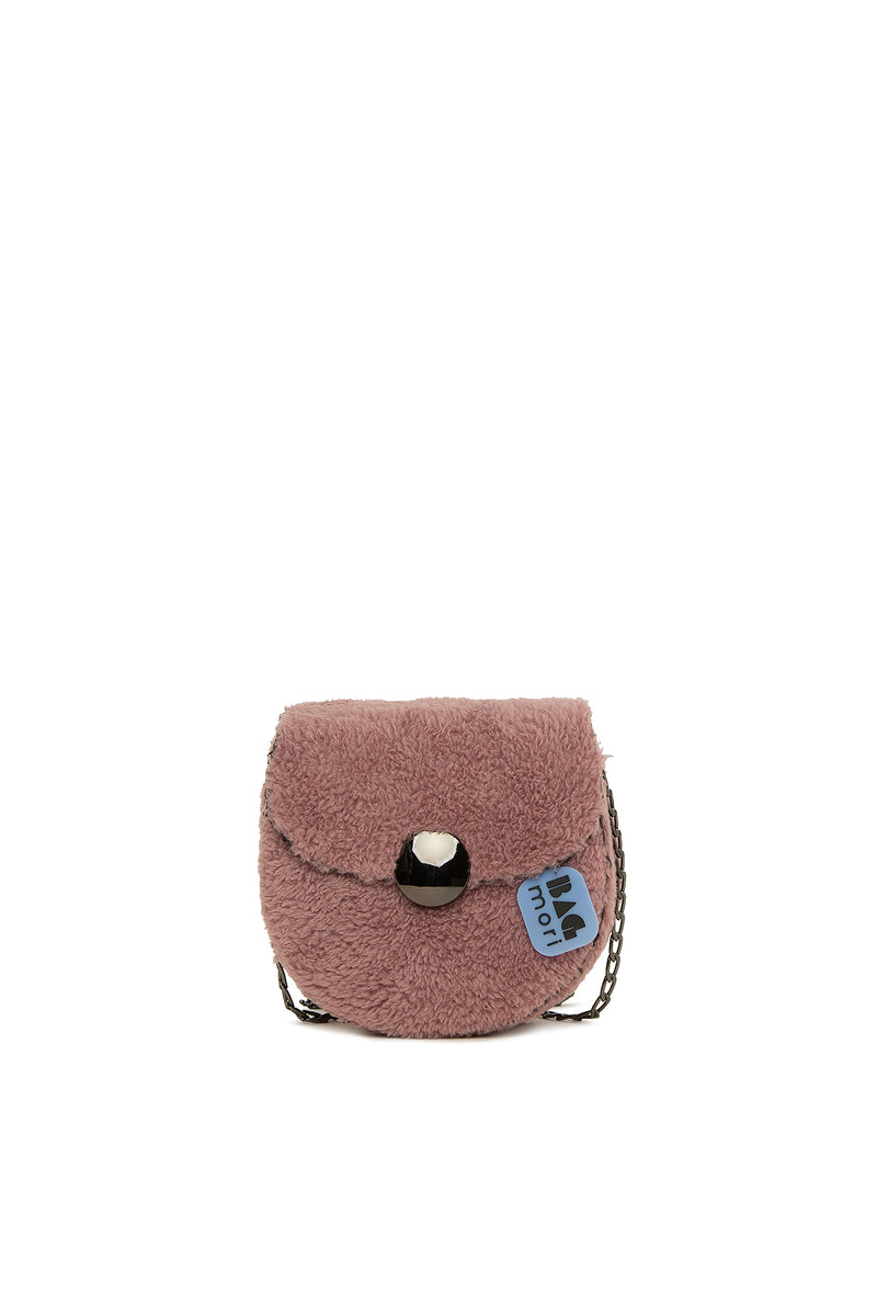 Pembe Peluş Oval Kutu Çanta