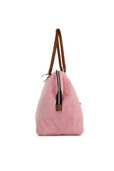 Pembe Baby Bag Nakışlı Peluş Anne Bebek Çantası