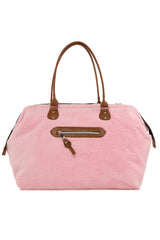 Pembe Baby Bag Nakışlı Peluş Anne Bebek Çantası