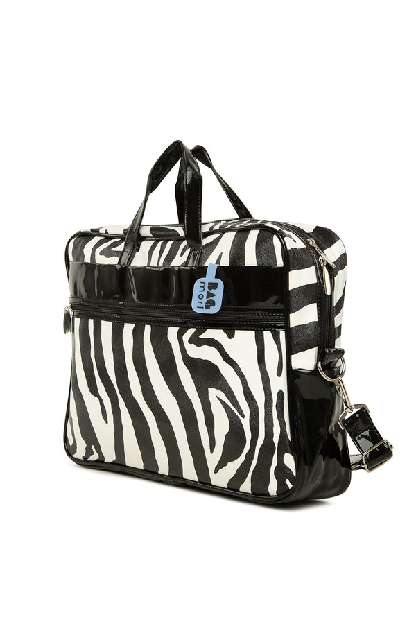 Zebra Fermuarlı Desenli Laptop Çantası