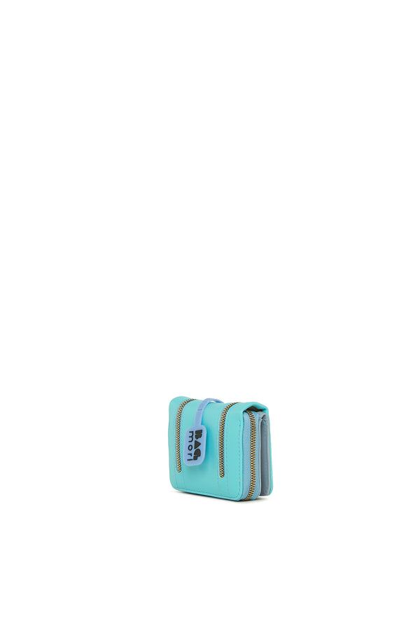 Mavi Çift Fermuar Detaylı Mini Cüzdan