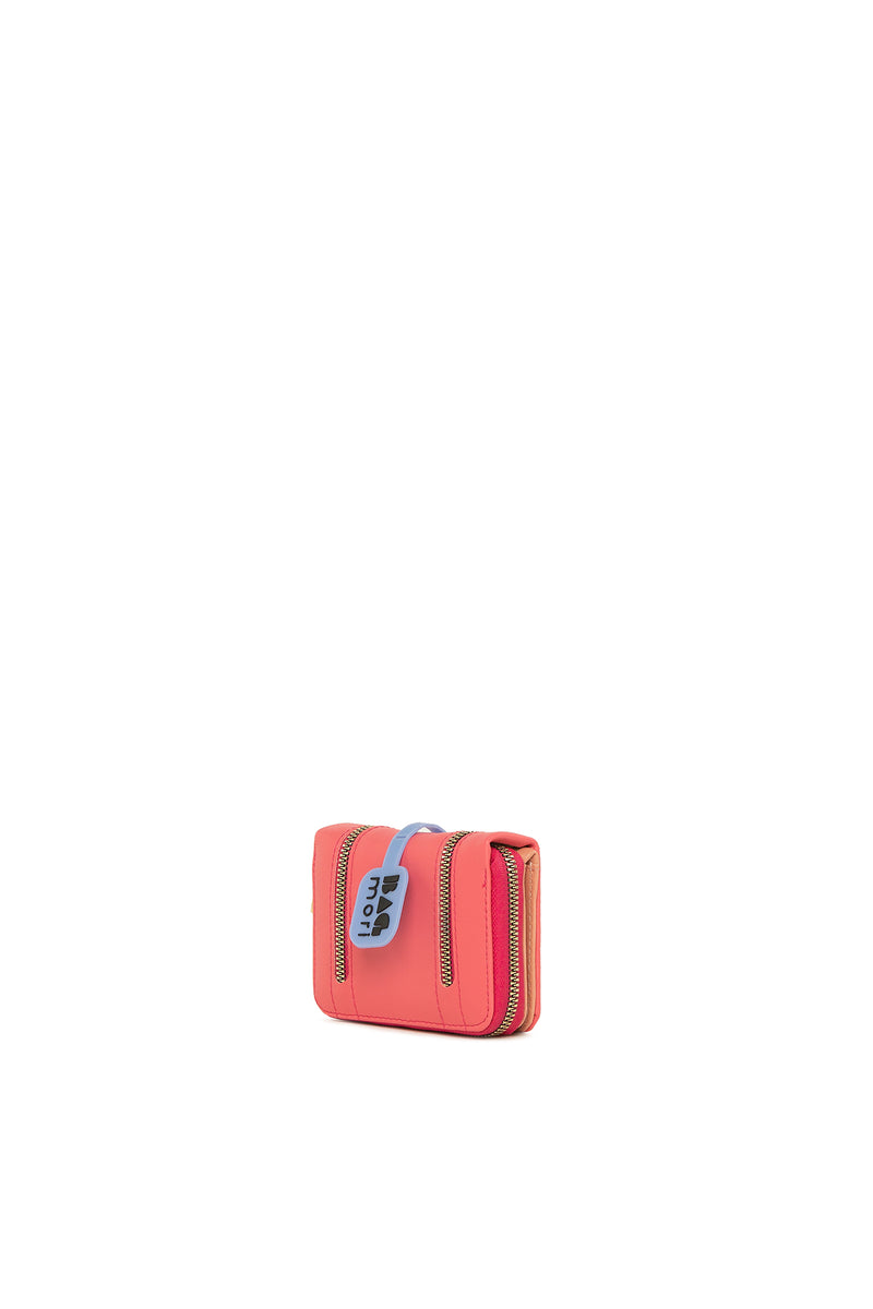 Pembe Çift Fermuar Detaylı Mini Cüzdan