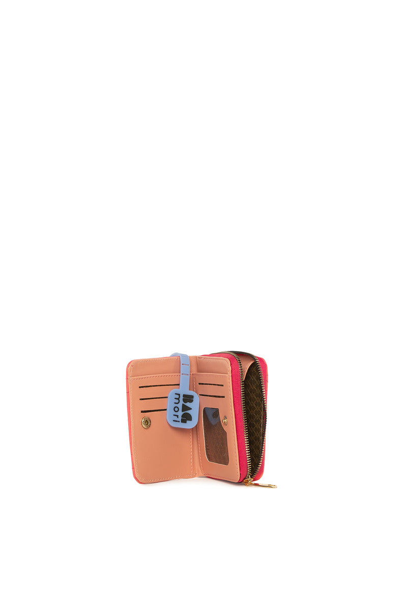 Pembe Çift Fermuar Detaylı Mini Cüzdan