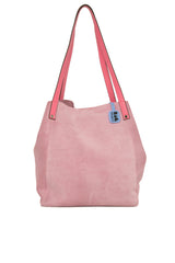 Pembe Hakiki Yarma Deri Cepli Tote Çanta