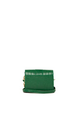 Yeşil Oval Aksesuarlı Kroko Kutu Mini Çanta