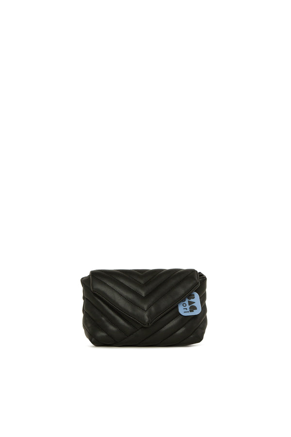 Siyah Mini V Nakışlı Çanta