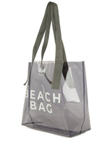 Gri Beach Bag Baskılı Şeffaf Plaj Çantası