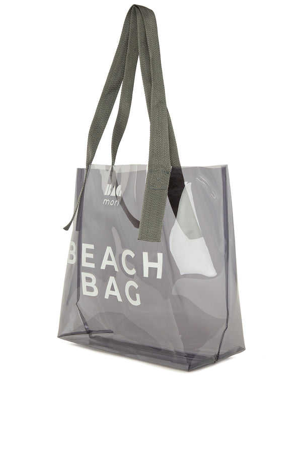 Gri Beach Bag Baskılı Şeffaf Plaj Çantası
