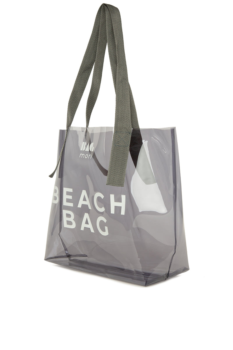Gri Beach Bag Baskılı Şeffaf Plaj Çantası
