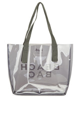 Gri Beach Bag Baskılı Şeffaf Plaj Çantası