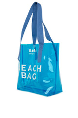 Mavi Beach Bag Baskılı Şeffaf Plaj Çantası
