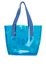 Mavi Beach Bag Baskılı Şeffaf Plaj Çantası