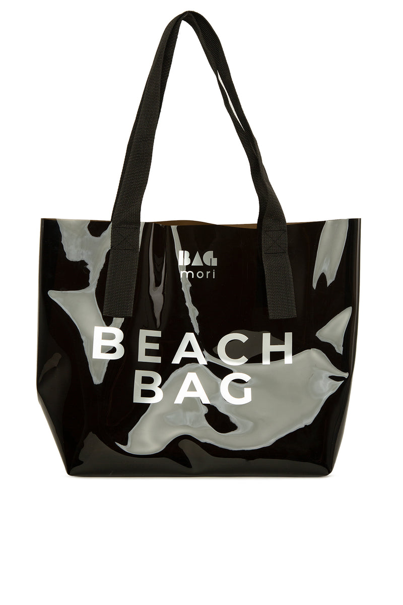 Siyah Beach Bag Baskılı Şeffaf Plaj Çantası