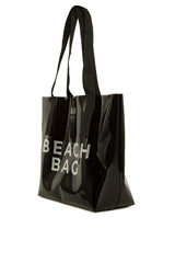 Siyah Beach Bag Baskılı Şeffaf Plaj Çantası