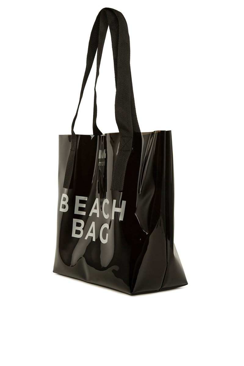 Siyah Beach Bag Baskılı Şeffaf Plaj Çantası