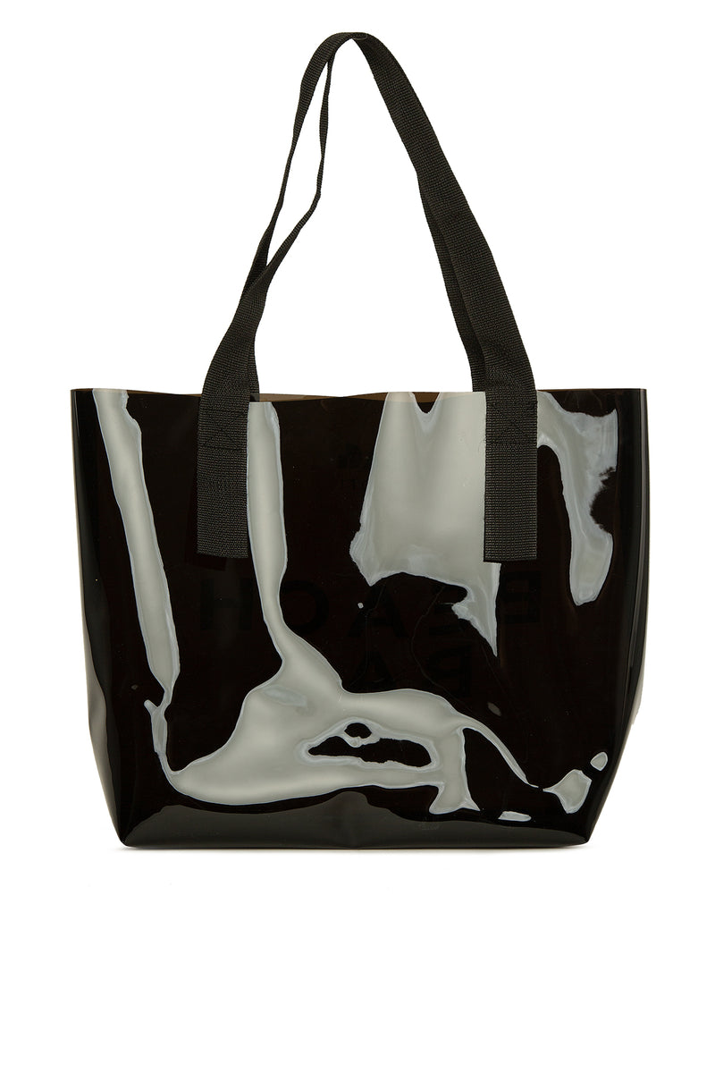 Siyah Beach Bag Baskılı Şeffaf Plaj Çantası