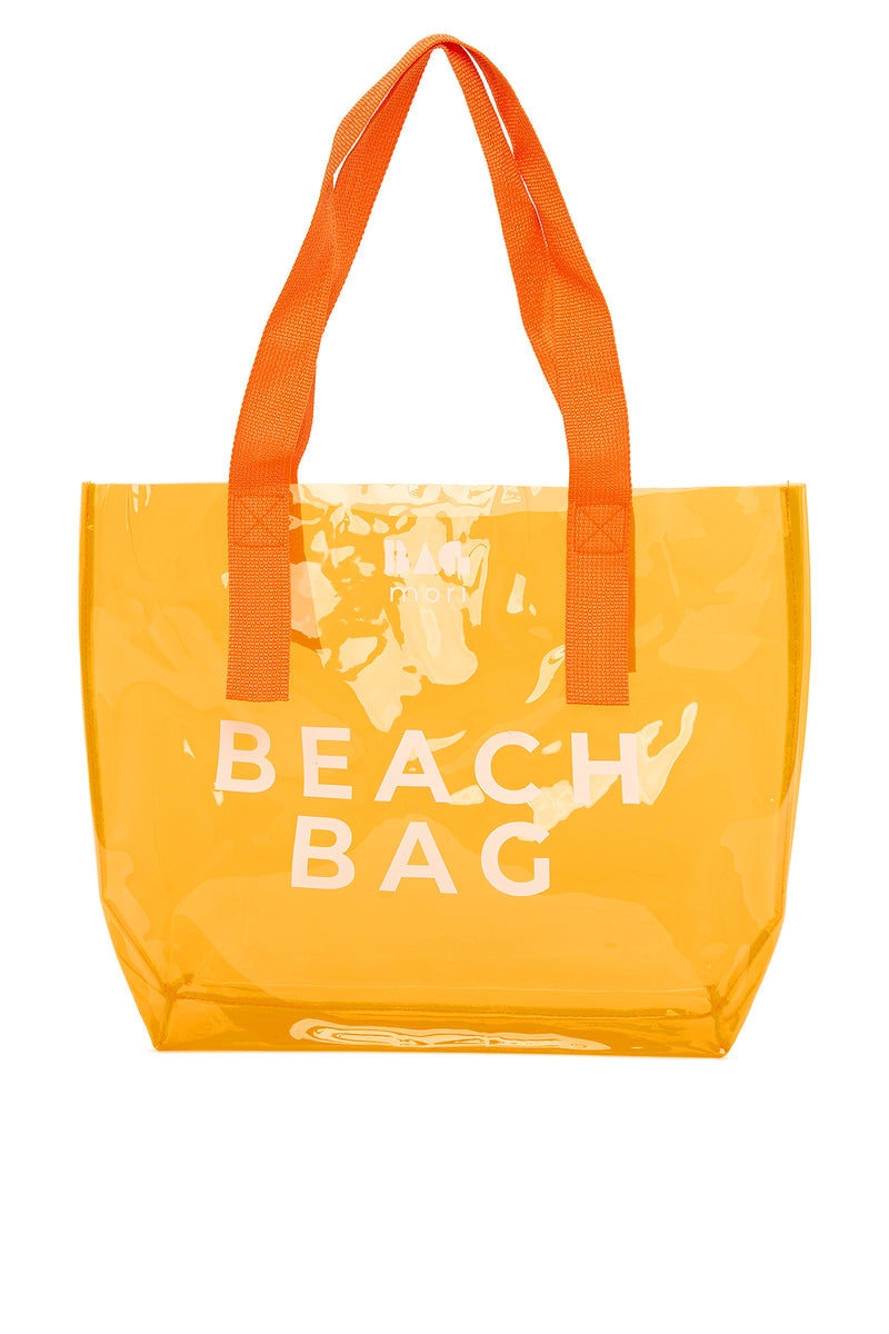 Turuncu Beach Bag Baskılı Şeffaf Plaj Çantası