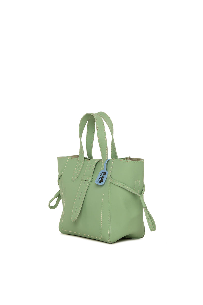 Yeşil Kemer Detaylı Dikişli Mini Çanta