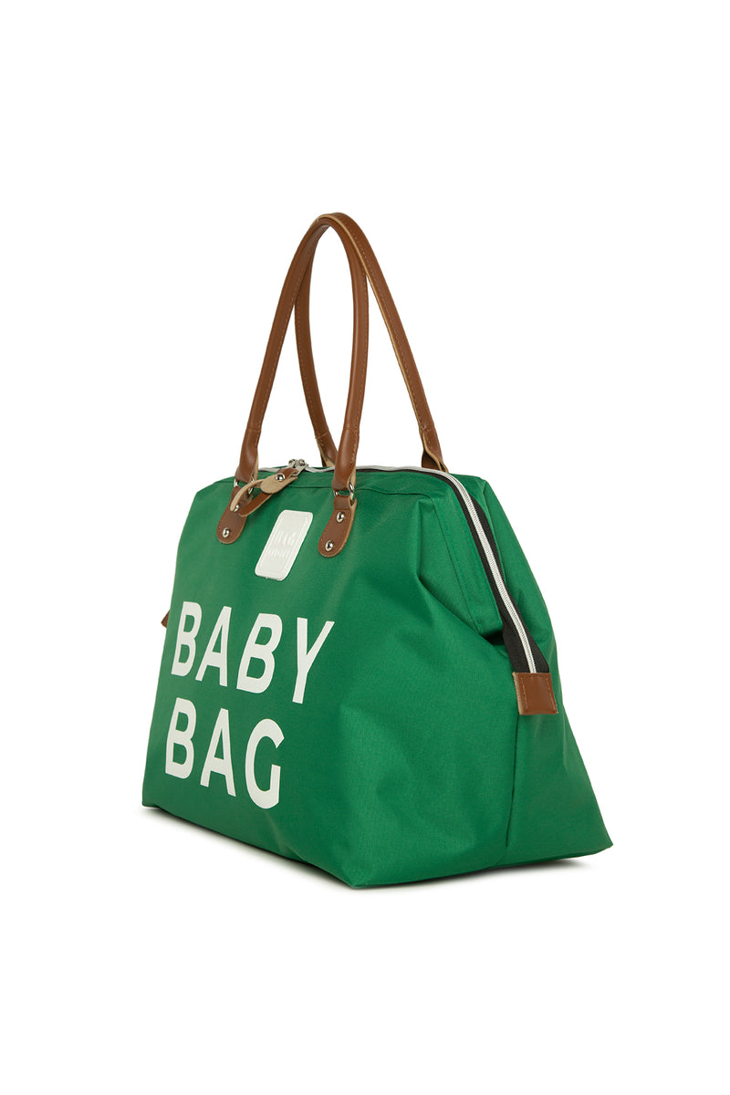 Koyu Yeşil Baby Bag Baskılı Bebek Bakım Çantası