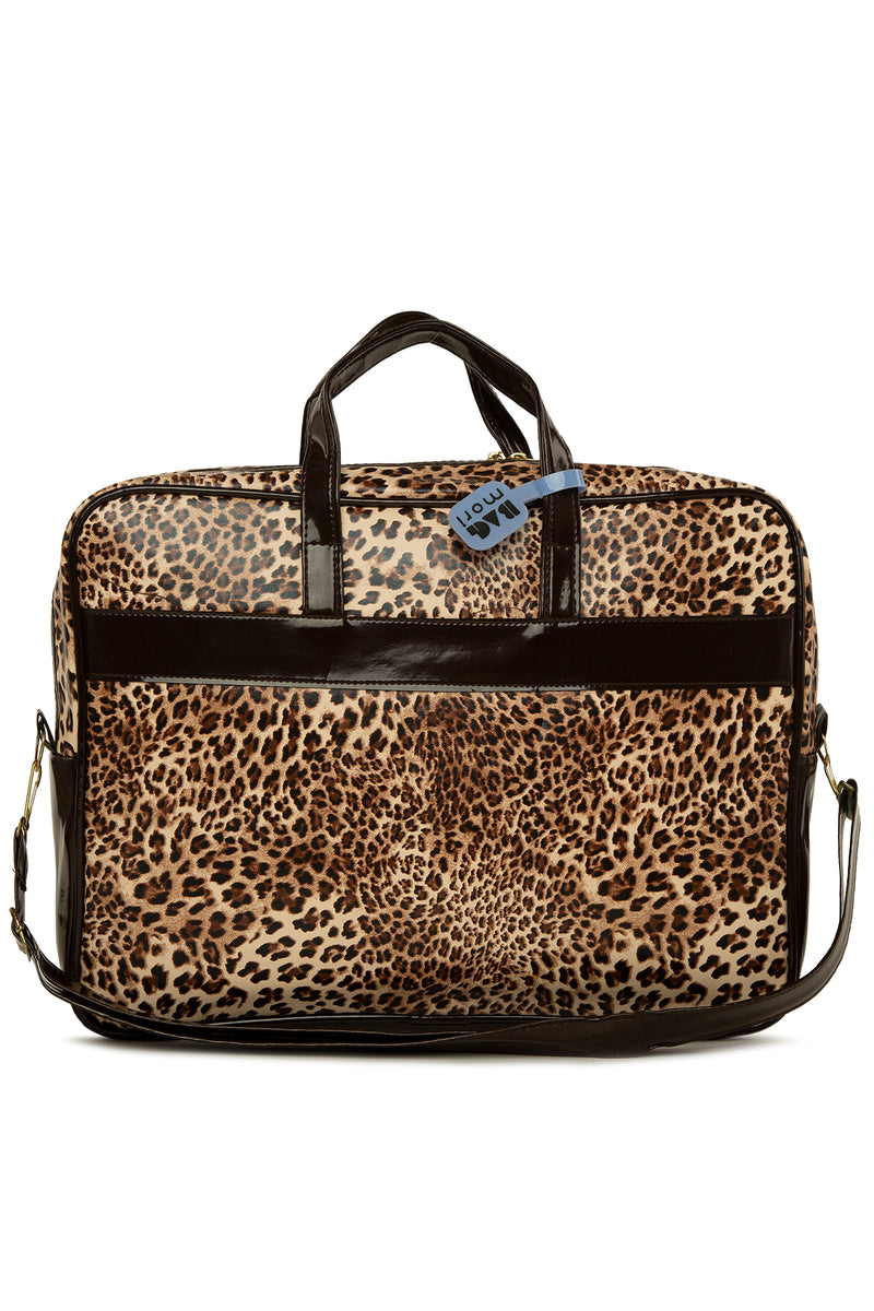 Leopar Fermuarlı Desenli Laptop Çantası