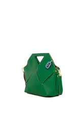 Yeşil Üçgen El Tutmalı Mini Çanta