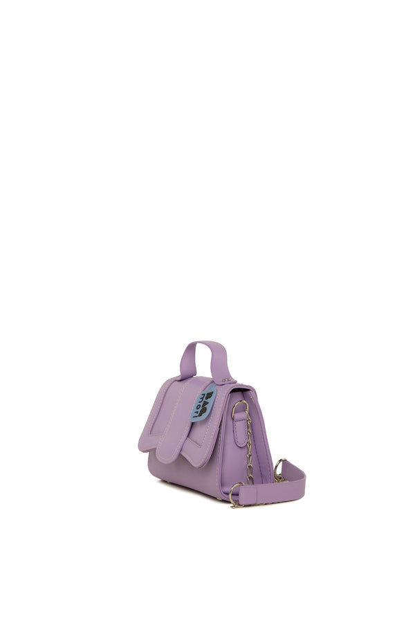 Lila Oval Kapaklı Mini Kutu Çanta
