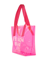 Fuşya Beach Bag Baskılı Şeffaf Plaj Çantası