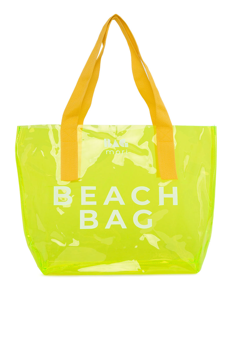 Açık Yeşil Beach Bag Baskılı Şeffaf Plaj Çantası