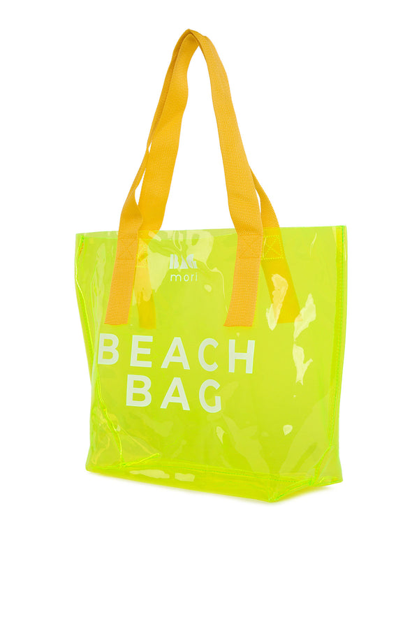 Açık Yeşil Beach Bag Baskılı Şeffaf Plaj Çantası