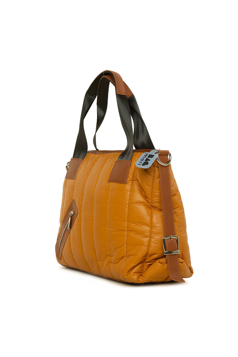 Camel Nakışlı Kolon Tutmalı Puf Çanta