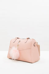 Pudra Yarım Dik Fermuarlı Askılı Çanta