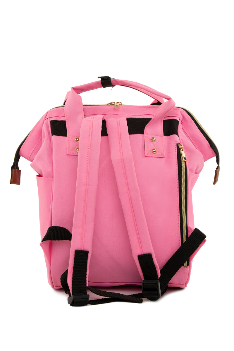 Pembe Metal Ağızlı Sırt Çantası 
