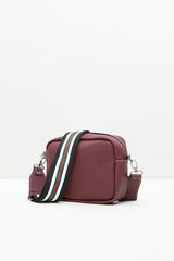 Bordo Çizgi Askılı Mini Çanta