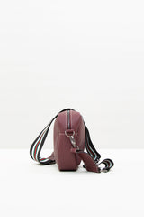Bordo Çizgi Askılı Mini Çanta