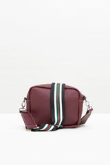 Bordo Çizgi Askılı Mini Çanta