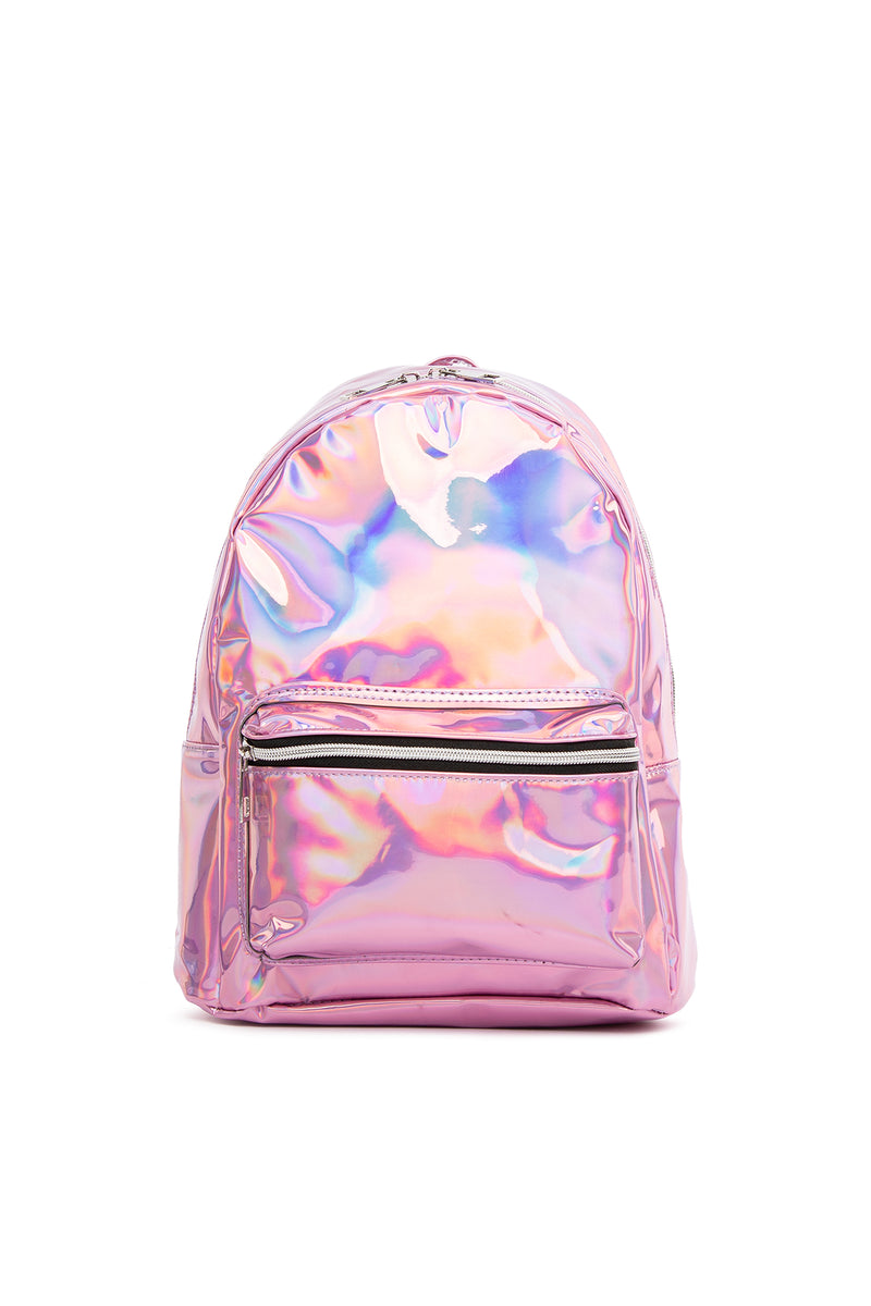 Pembe Hologram Fermuarlı Sırt Çantası