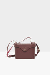 Bordo Oval Kutu Askılı Çanta