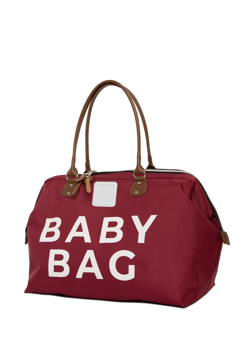 Bordo Baby Bag Baskılı Bebek Bakım Çantası