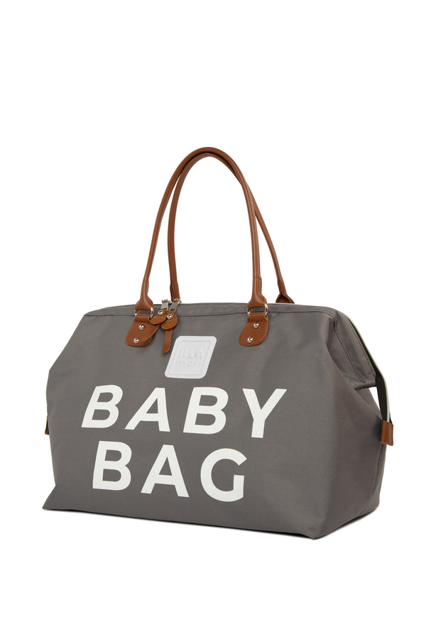 Gri Baby Bag Baskılı Bebek Bakım Çantası