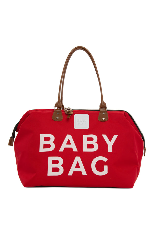 Kırmızı Baby Bag Baskılı Bebek Bakım Çantası
