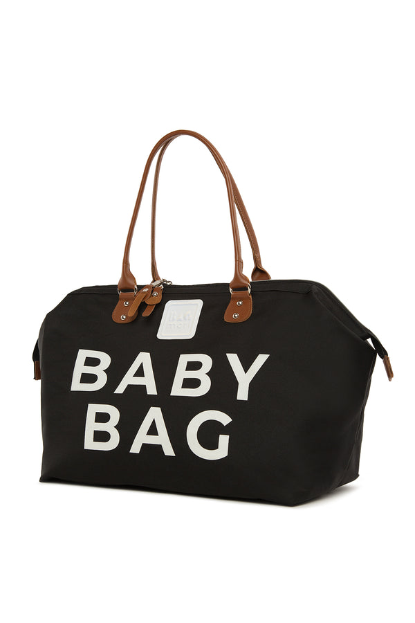 Siyah Baby Bag Baskılı Bebek Bakım Çantası