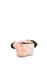 Pembe Peluş Fermuarlı Bel Çantası