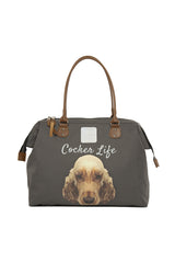 Gri Cocker Spaniel Baskılı Omuz Askılı Çanta